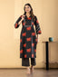 Elephant Print Cotton-Silk Suit with Tassel Accents