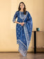 Indigo Floral Cotton Suit Set