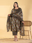 Elegant Black Ikat Print Suit Set