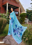 Ocean Breeze: Sky Blue Floral Print Saree