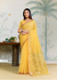 Radiant Lemon Yellow Linen Silk Saree
