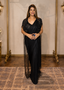 Black Pre-Pleated Shimmer Drape Saree