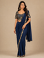 Heavily Embroidered Navy Blue Draped Saree