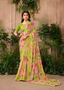 Lime Green Floral Chiffon Saree