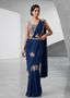 Navy Blue Pre-Draped Saree Set