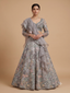 Embroidered Pastel Floral Grey Lehenga Set