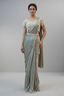 Pearl Embroidered Pleated Drape Saree