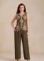 Sleeveless Embroidered Peplum and Trouser Set