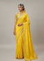 Floral Printed Vibrant Yellow Silk Saree