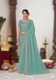 Seafoam Silk-Georgette Saree with Scalloped Zari Embroidery