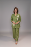 Olive Green Floral Embroidered Co-Ord Set