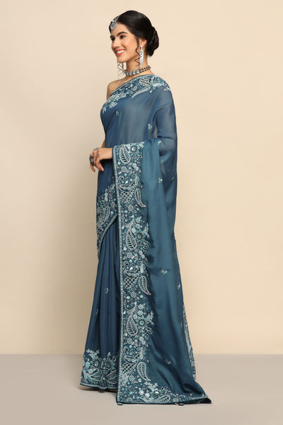 Enchanting Blue Silk Saree: A Tapestry of Elegance"