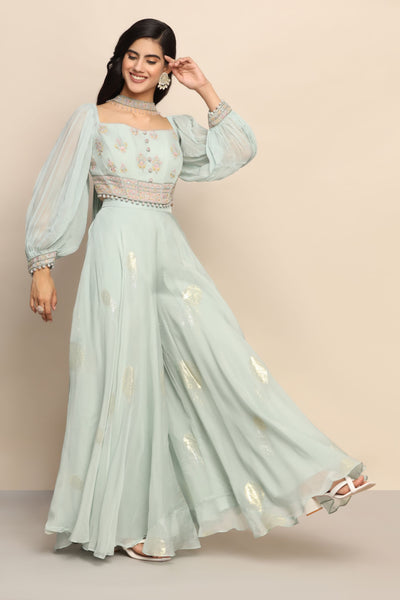 Enchanting Blue Color Dress with Mesmerizing Thread Work