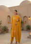 Mustard Cotton Linen Kurta Set