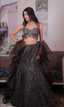 buy online Black fringe droplets lehenga for women