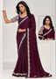 Sophisticated Deep Wine Satin Silk Saree