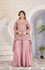 buy Ethnic Embroidered Mauve Peplum Kurti Set with Flared Palazzo