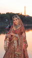 Regal Rust Hand-Embroidered Heritage Velvet Bridal Lehenga