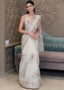 Pastel Floral Hand-Embroidery Organza Saree
