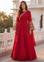 Regal Crimson Red Floor-Length Gown