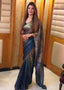 Chic Metallic Dual-Tone Satin Silk Saree