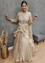Ruffled Attached Drape Fusion Gown