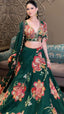 Emerald Green Organza Printed Lehenga Set