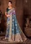 Floral Blue Banarasi Silk Saree