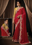 Regal Crimson Red Satin Silk Saree