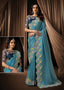 Vibrant Floral Embroidered Silk Saree