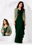 Chic Bottle Green Satin Silk Saree