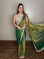 Emerald Green Metallic Shimmer Pre-Draped Saree