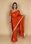 Modern Rust Orange Silk Saree Set