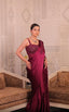 Wine Pre-Stitched Satin Drape Saree