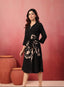 Minimalist Black Linen A-Line Midi Dress
