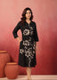 Artisanal Jet Black Linen A-Line Midi Dress