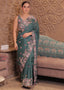 Pastel Floral Embroidery Silk Saree