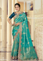 Exquisite Turquoise Blue Banarasi Silk Saree