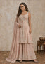 Roshi Blush Blossom Front-Slit Sharara Set