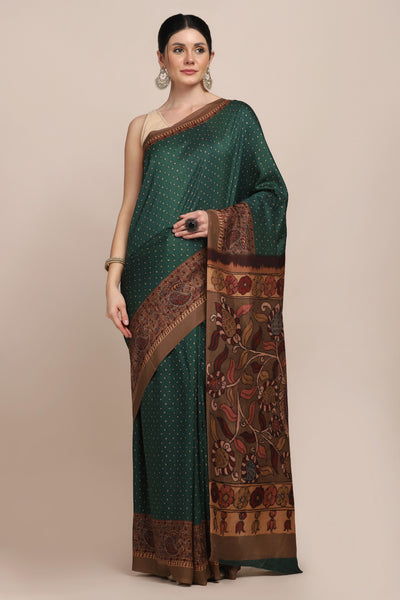 Beautiful green color floral motif printed saree