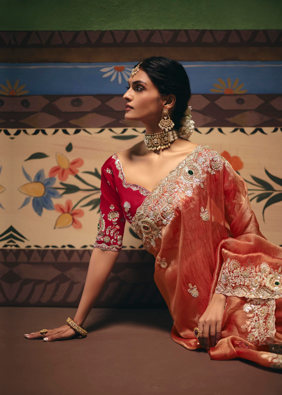 Ethereal Peach Silk Saree
