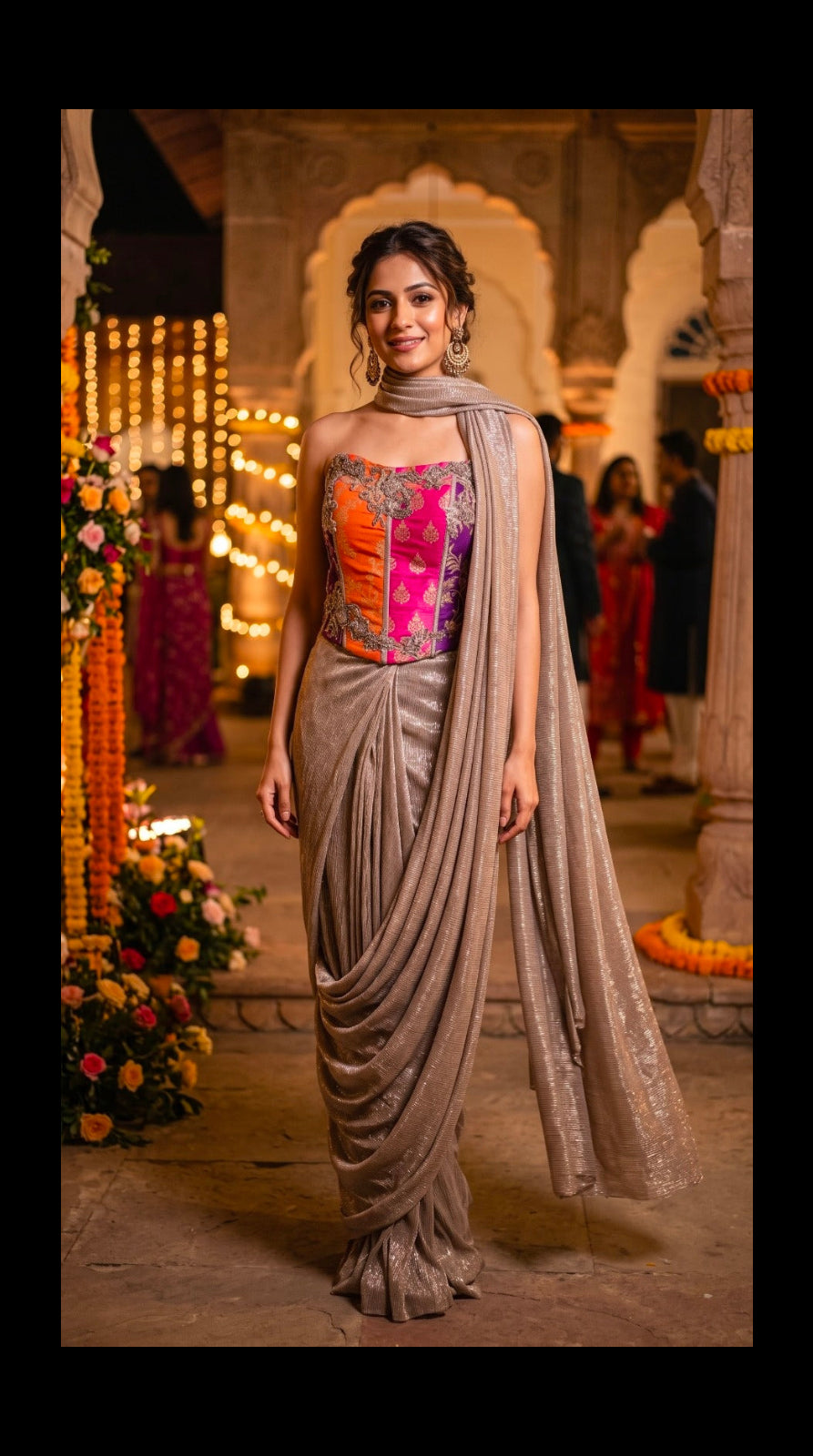 Multicolor Corset Indo-Western Saree Main image