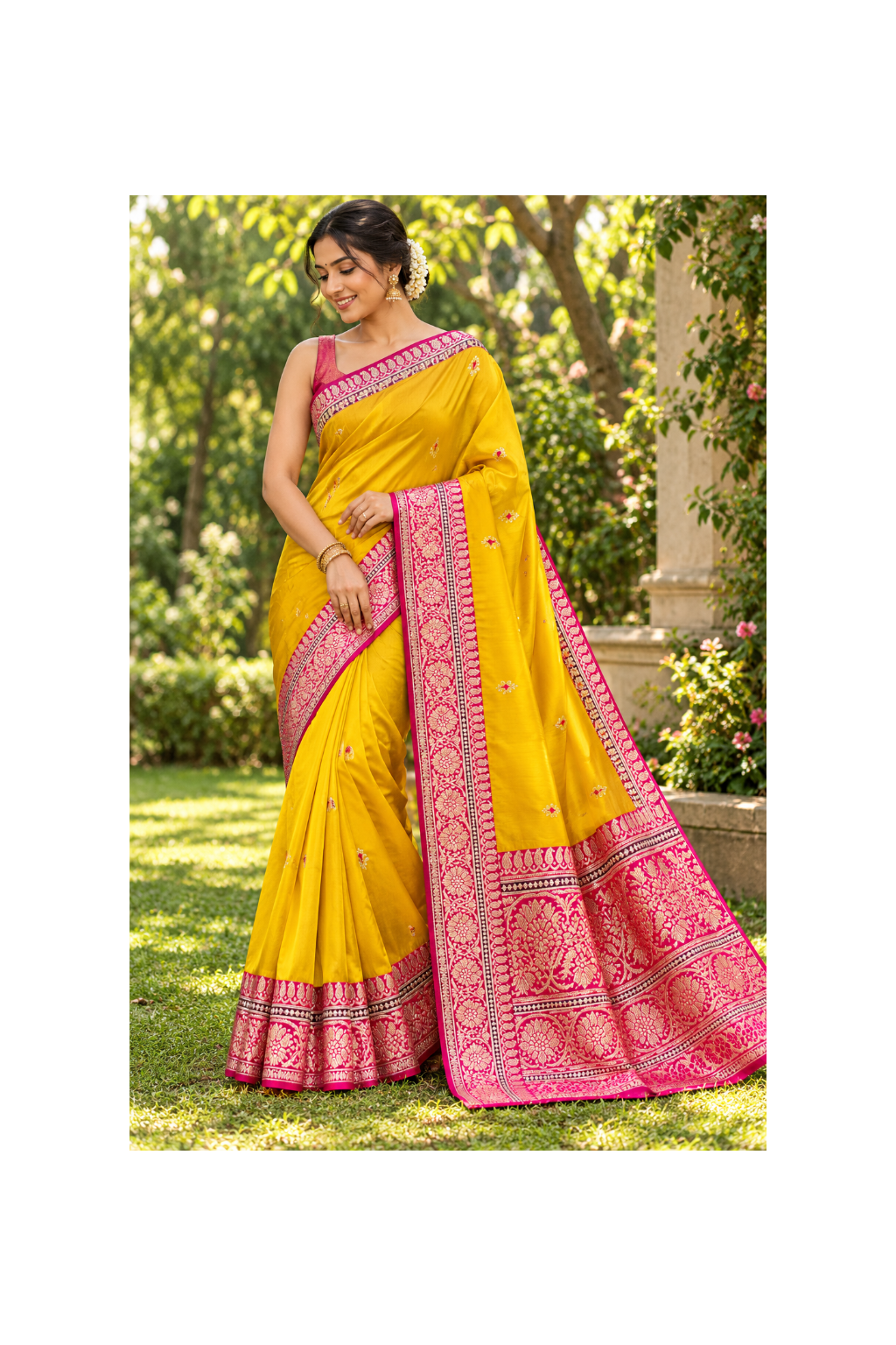 Mustard Yellow Silk Saree Main image