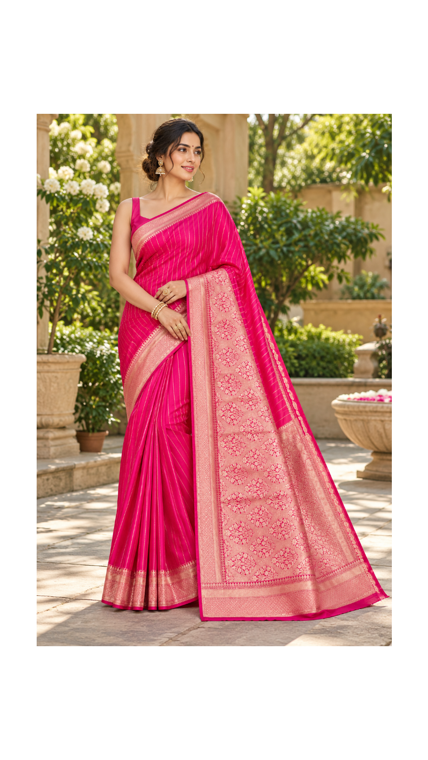 Rani Pink Banarasi Silk Saree Main image