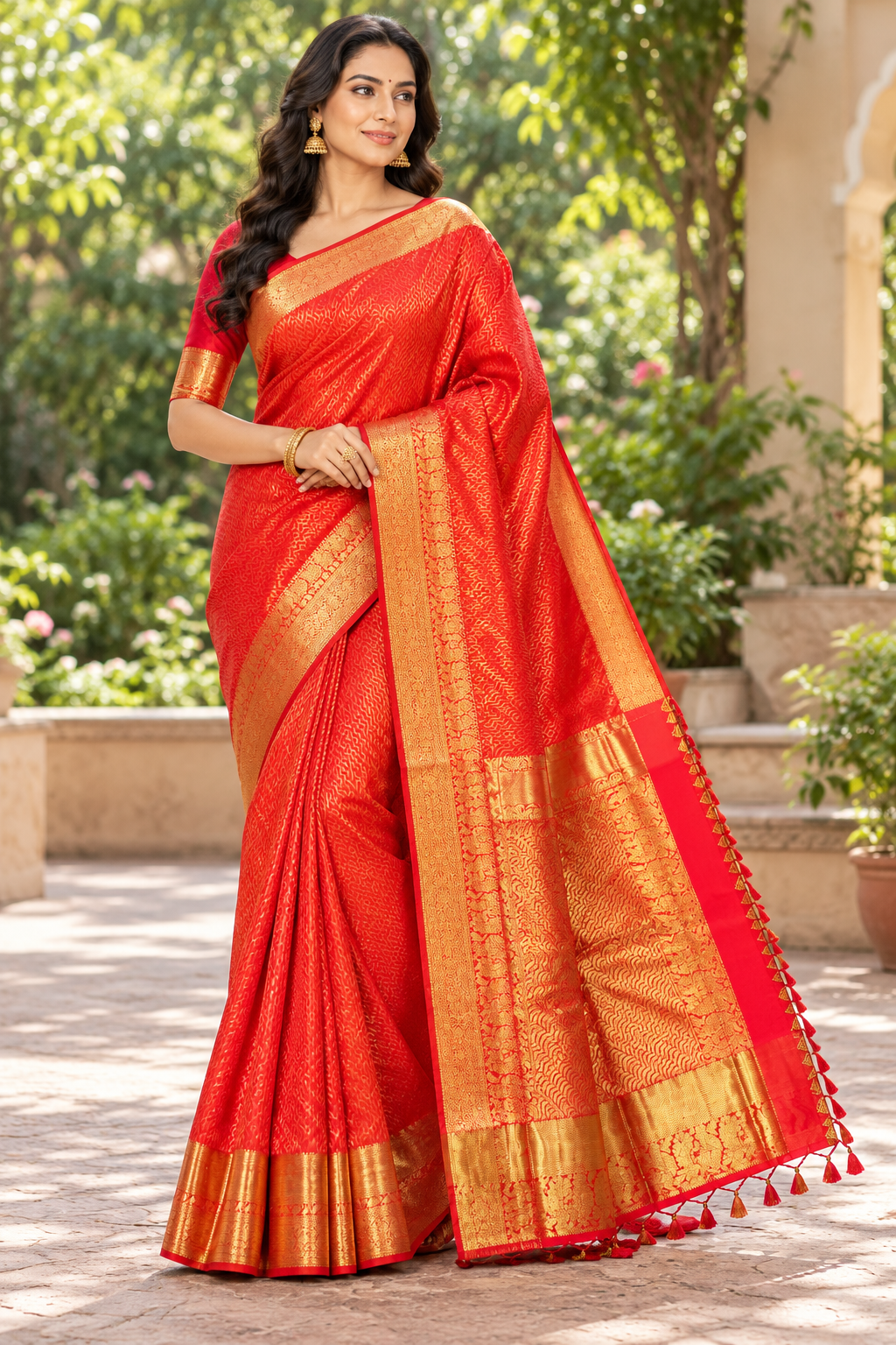 Scarlet Red Kanjivaram Silk Saree