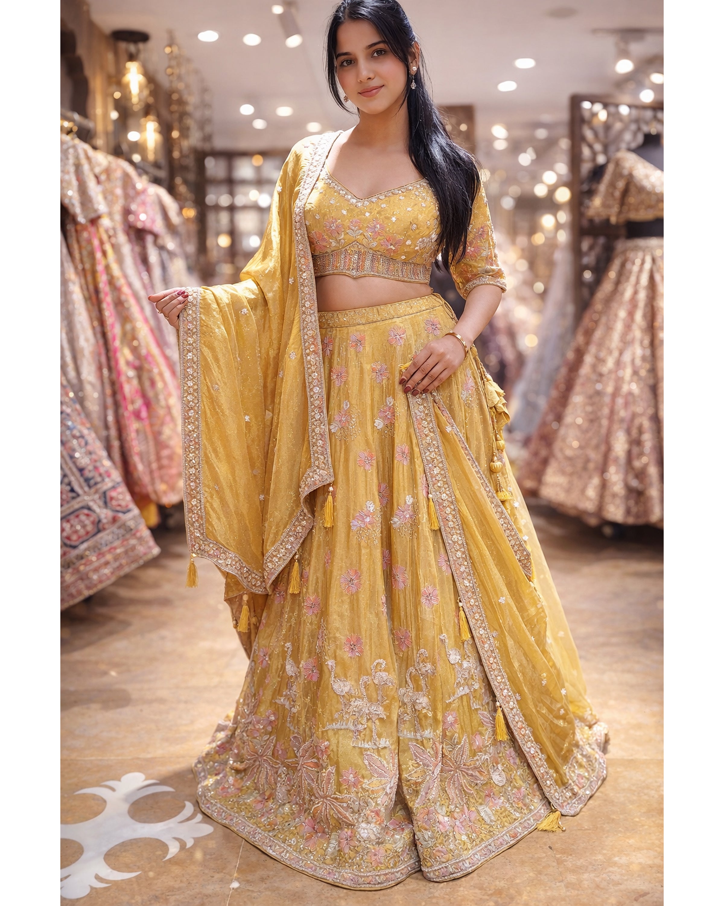 Sun shine Saffron lehenga