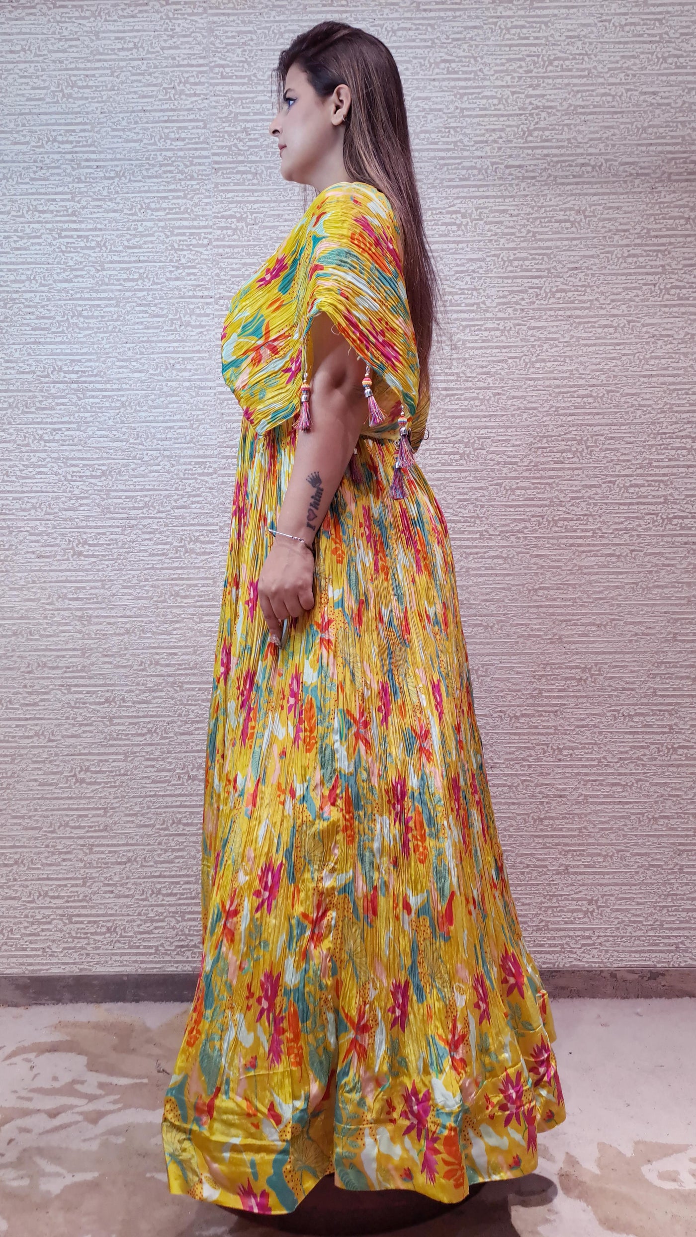 Floral Pleated Anarkali In Vibrant Hues