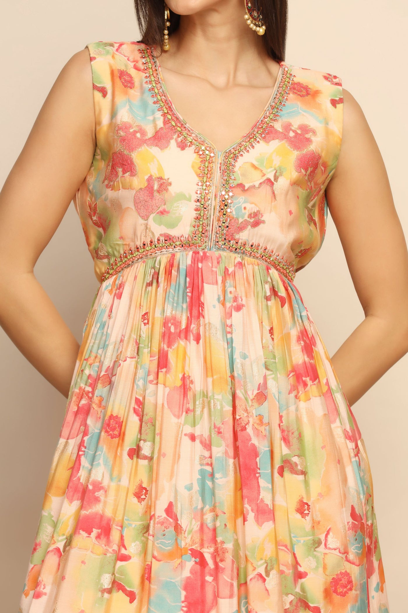 Captivating Multi-color Dress with Mirror Sequins