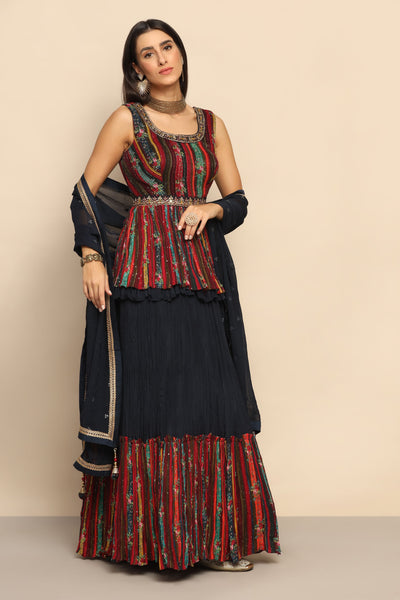 Regal Opulence: Multi-Kundan, Zari Work, and Sequins Dress