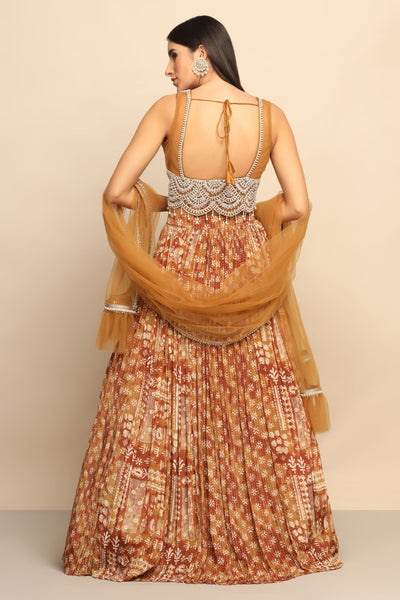 Exquisite Brown Poth Beads and Mirror Lehenga - Embrace Timeless Elegance